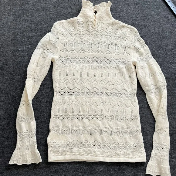 VINTAGE RALPH LAUREN BLUE LABEL MOCK NECK POINTELLE WOOL SWEATER WOMEN SIZE S